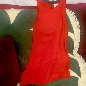 Parker Red Tiered Mini Shift Dress small